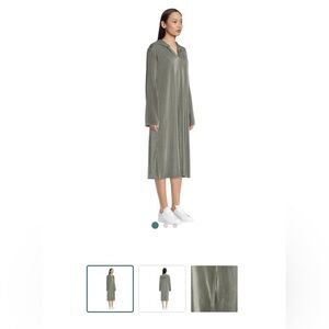 World Market Sage Green Velour Lounge Dress With Hood - One Size